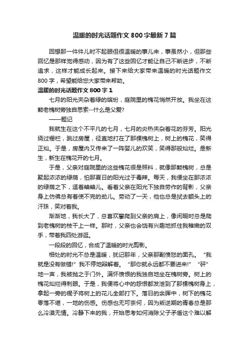 温暖的时光话题作文800字最新7篇