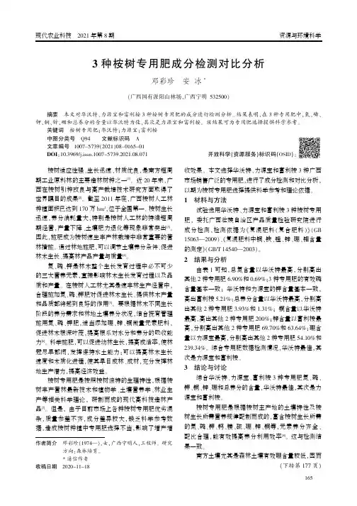 3种桉树专用肥成分检测对比分析