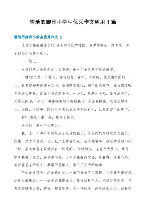 雪地的脚印小学生优秀作文通用1篇