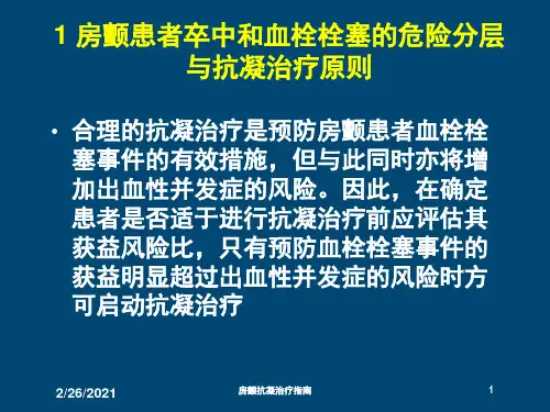 房颤抗凝治疗指南培训课件