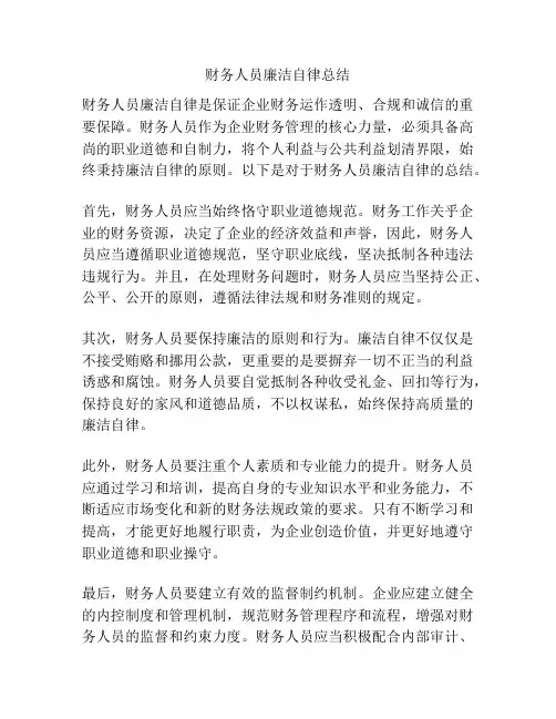 财务人员廉洁自律总结