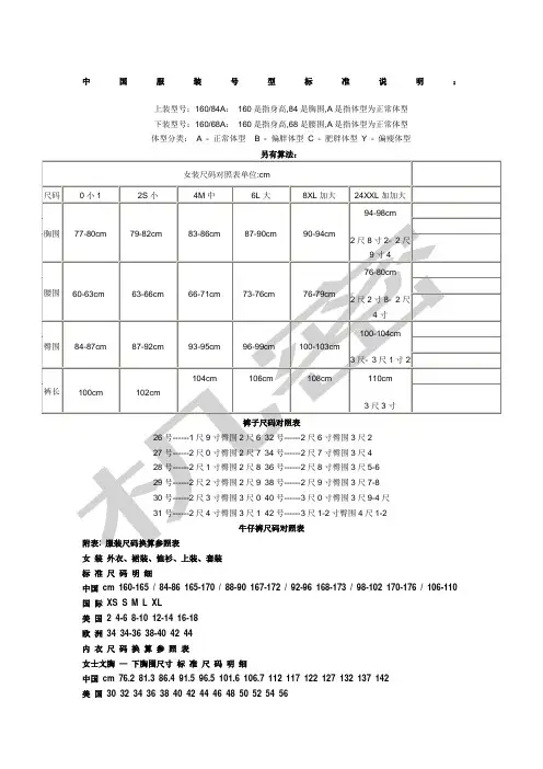 中国服装号型标准