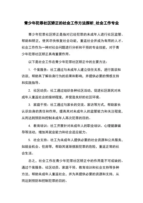青少年犯罪社区矫正的社会工作方法探析_社会工作专业