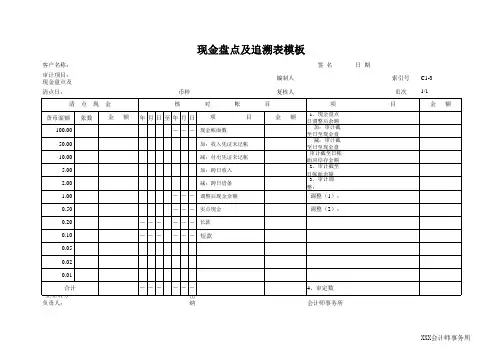 现金盘点及追溯表模板