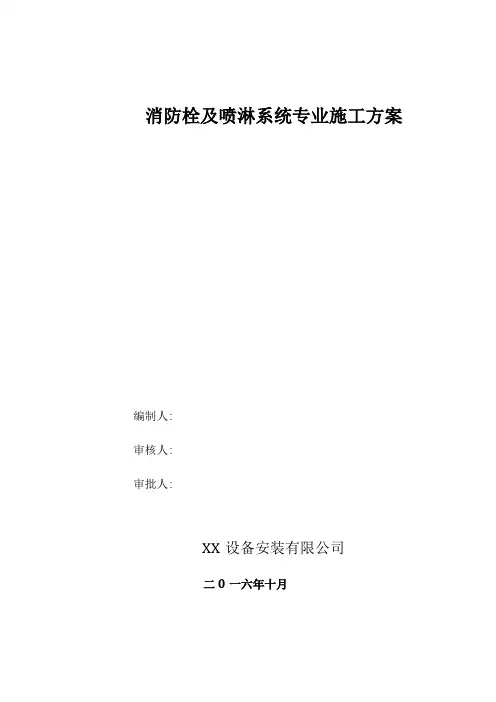 消防栓及喷淋系统专业施工方案
