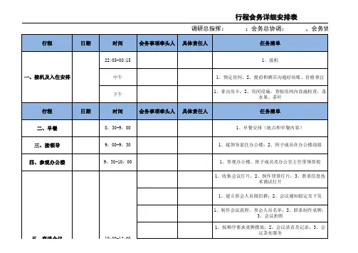 行程会务详细安排表