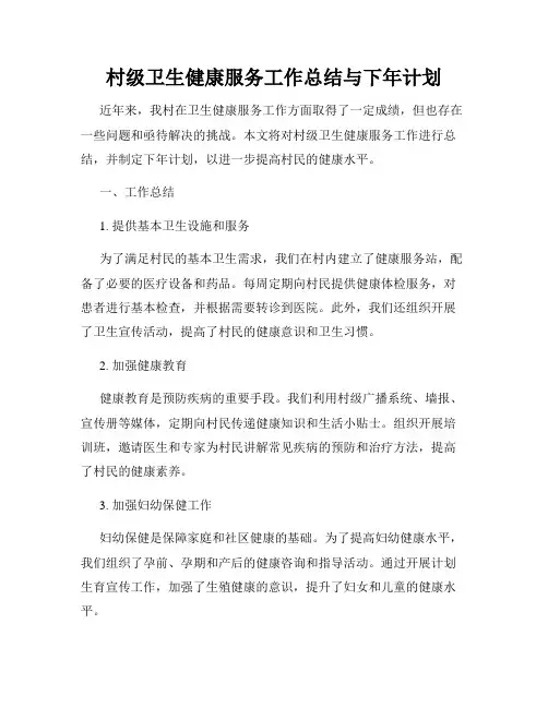 村级卫生健康服务工作总结与下年计划