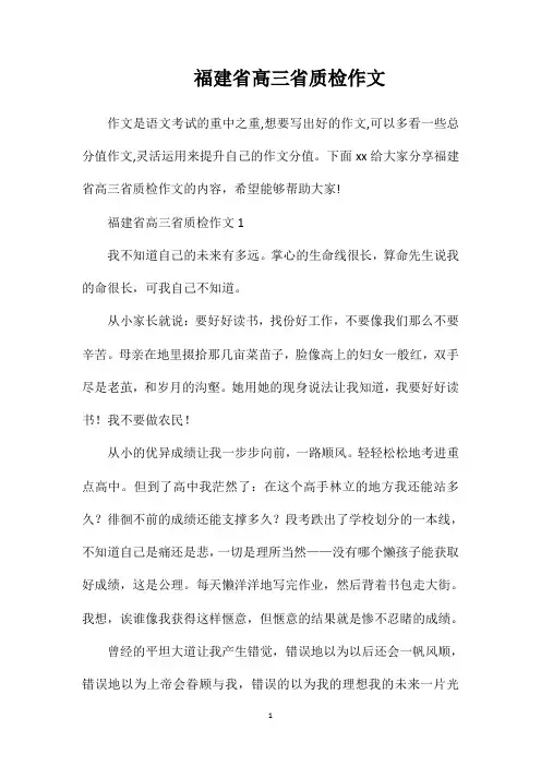 福建省高三省质检作文