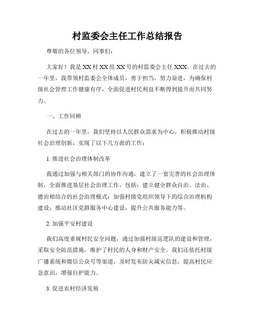 村监委会主任工作总结报告