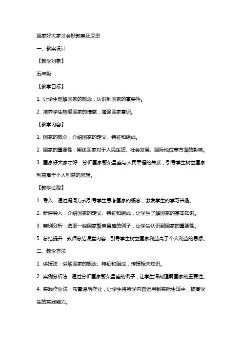 国家好大家才会好教案及反思