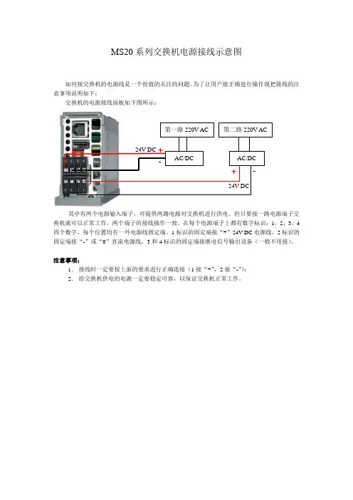 MS20系列交换机电源接线示意图