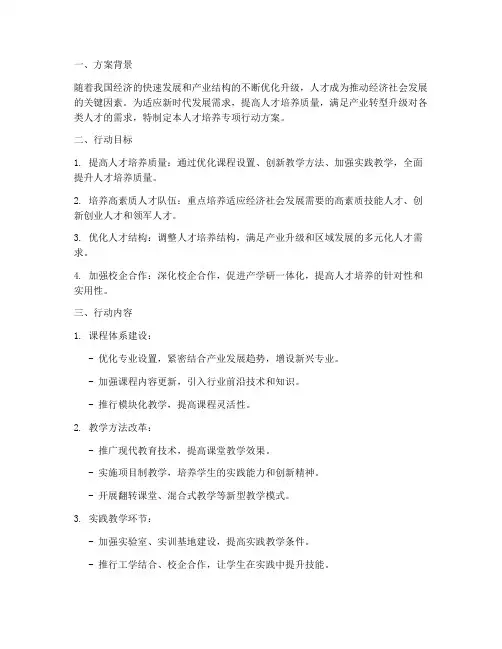 人才培养专项行动方案