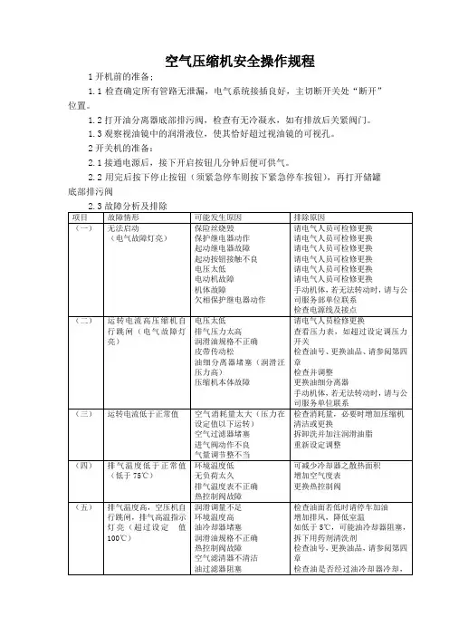空气压缩机安全操作规程