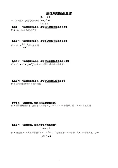 线性规划题型总结