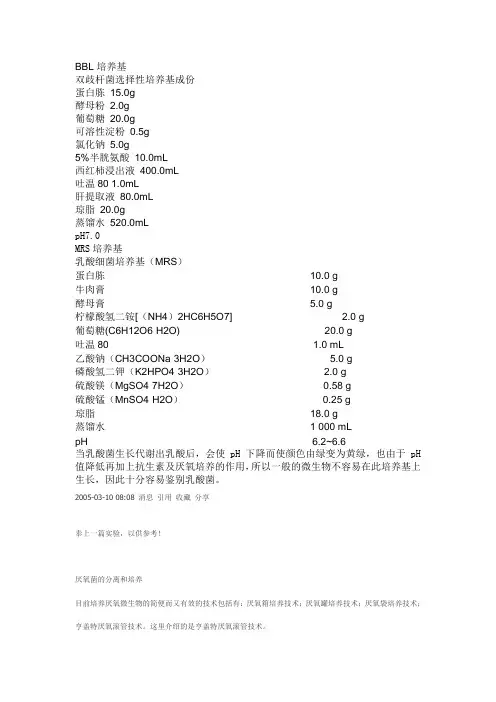双歧杆菌与乳酸菌筛选培养基