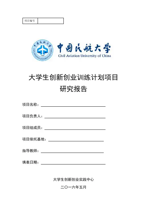大学生创新创业训练计划项目研究报告(模板)