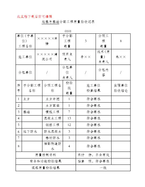 最新检验批表格(完整资料).doc