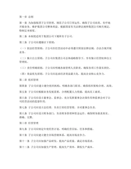 集团子公司日常管理制度
