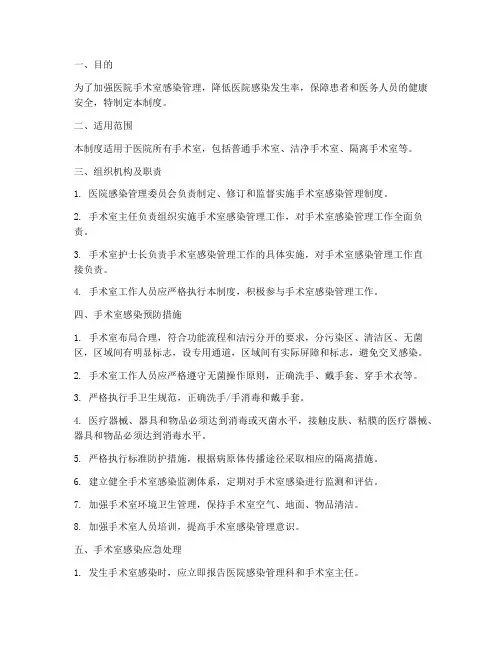 医院手术室感染管理制度