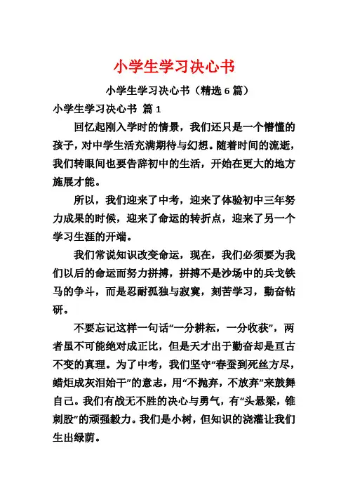 小学生学习决心书
