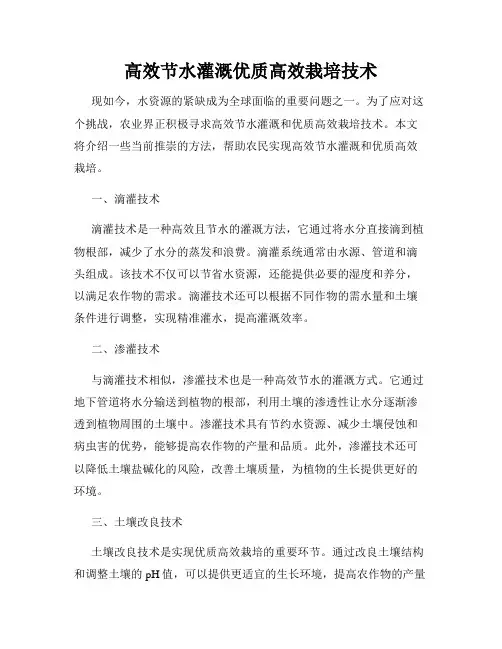 高效节水灌溉优质高效栽培技术