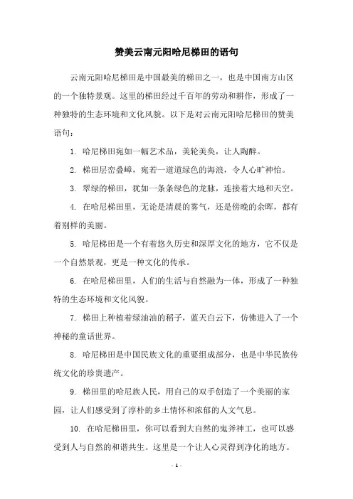 赞美云南元阳哈尼梯田的语句