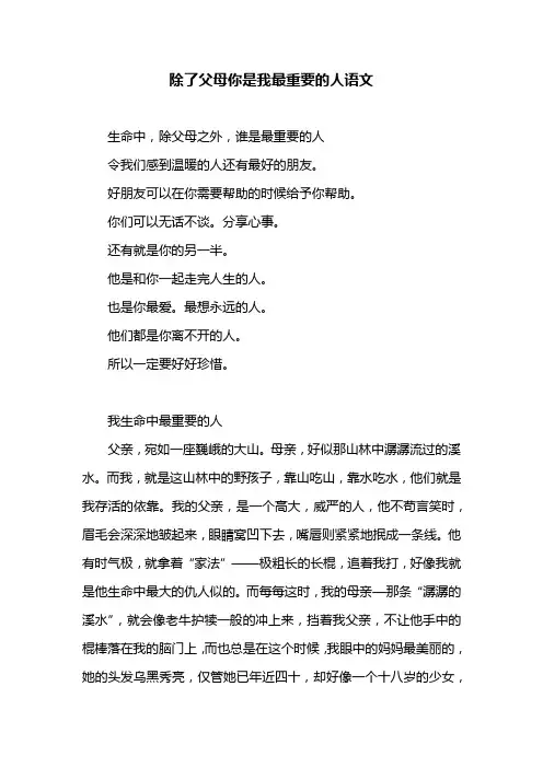 除了父母你是我最重要的人语文