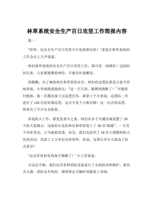 林草系统安全生产百日攻坚工作简报内容