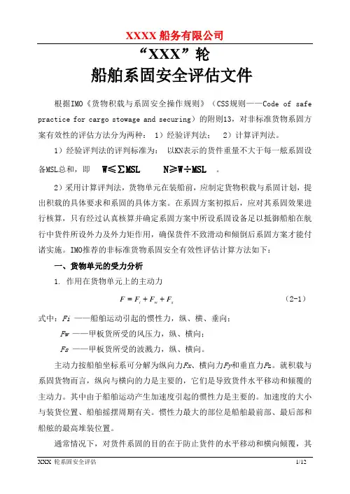 船舶系固安全评估文件