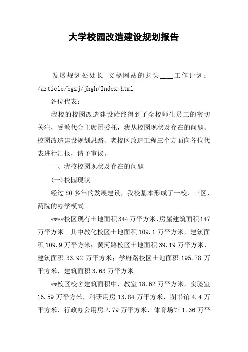 大学校园改造建设规划报告