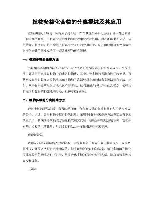 植物多糖化合物的分离提纯及其应用