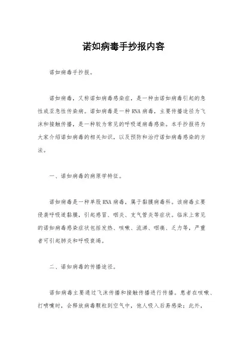 诺如病毒手抄报内容