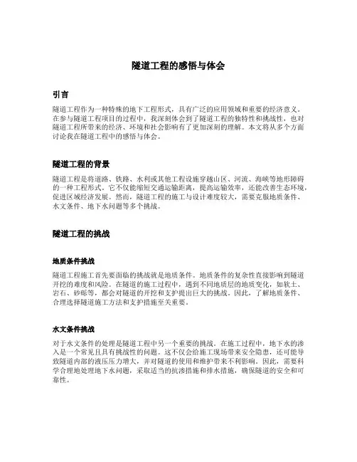 隧道工程的感悟和体会