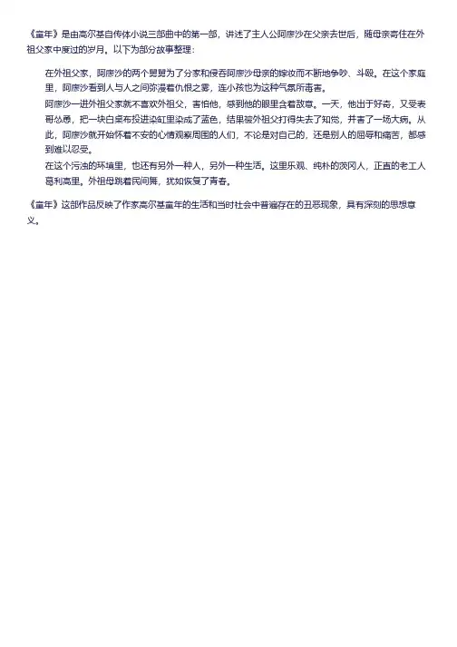 《童年》 故事整理