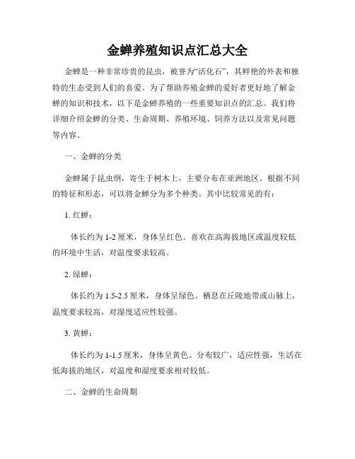 金蝉养殖知识点汇总大全
