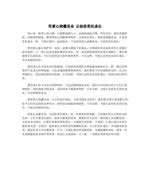 用爱心浇灌花朵 让幼苗茁壮成长