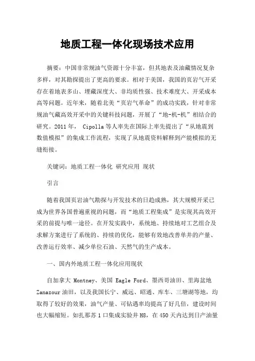 地质工程一体化现场技术应用