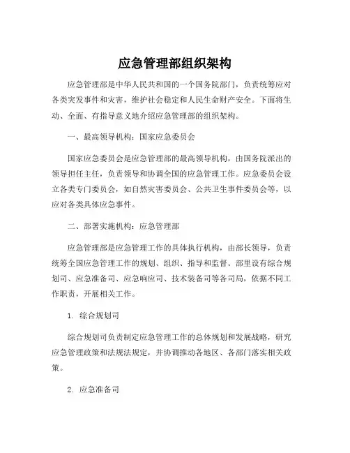 应急管理部组织架构