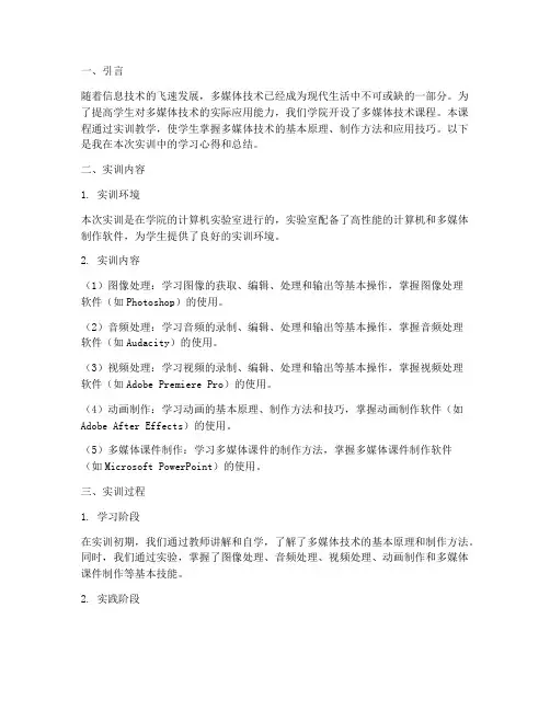 多媒体技术课程实训报告