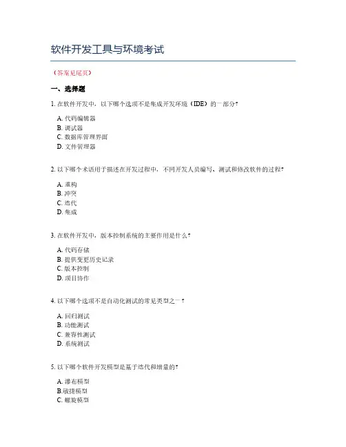 软件开发工具与环境考试