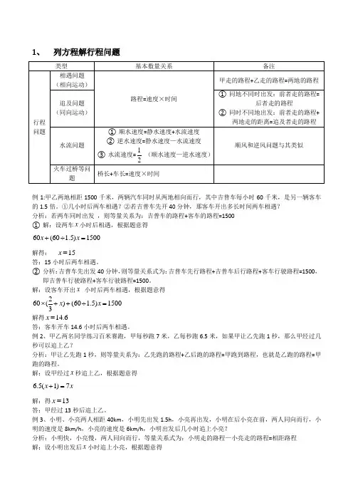 七年级一元一次方程解决实际问题及分析答案