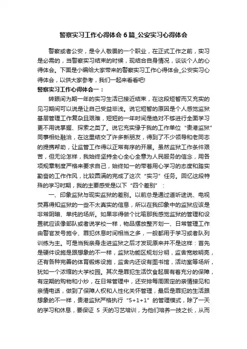 警察实习工作心得体会6篇_公安实习心得体会