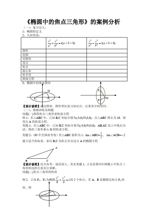 椭圆中的焦点三角形案例分析