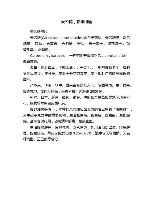 天名精，临床用途