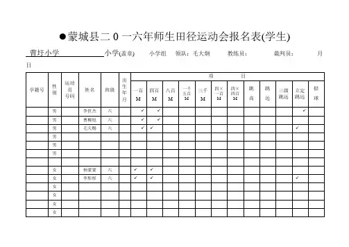 2016年许疃小学师生田径运动会报名表 (1)