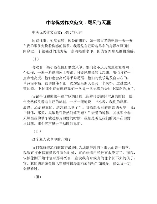 中考优秀作文范文：咫尺与天涯