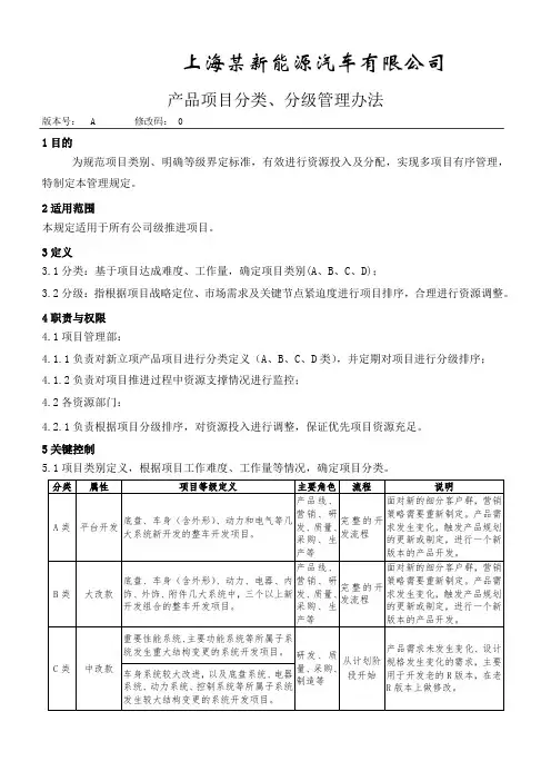 新能源汽车新(车型)项目分类分级管理办法