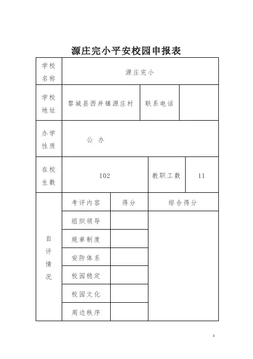 优秀平安校园申报表1