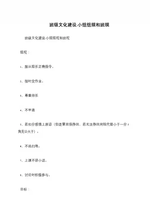 班级文化建设-小组组规和班规