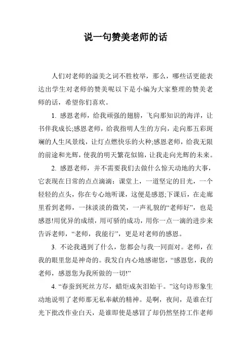 说一句赞美老师的话